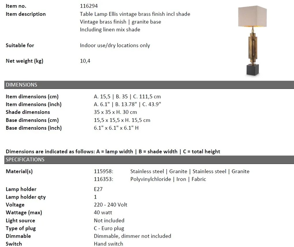Veioza, Lampa de masa design LUX Ellis