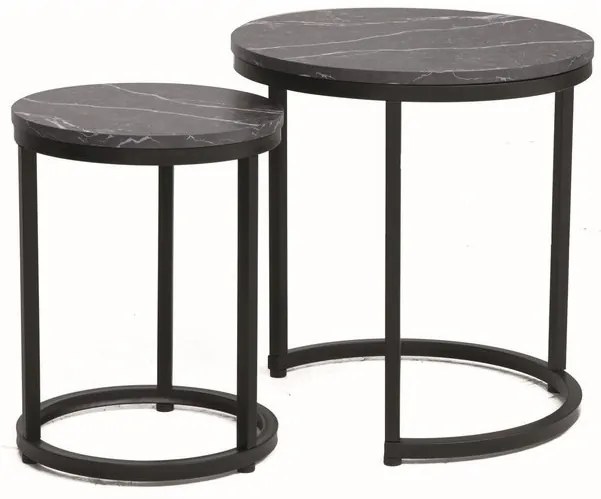 Set mese de cafea Hola – marmura neagra/negru