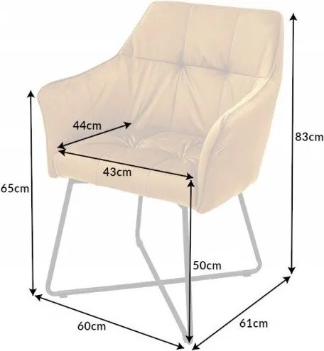 Set de 2 scaune elegante cu cotiere confortabile Loft, galben mustar