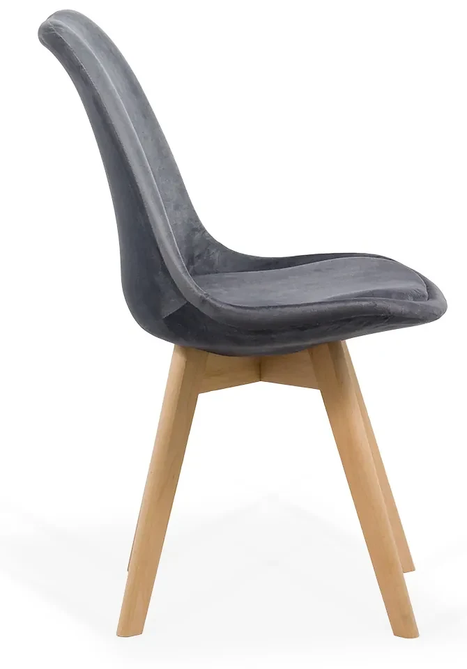 Scaun living din catifea si picioare lemn BUC 242V gri