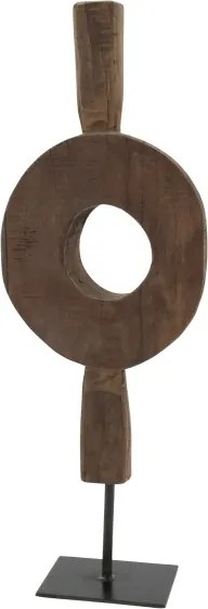 Decorațiune sculptată din lemn reciclat și metal, piesă unică, 67x23x10 cm, „Grimaud"