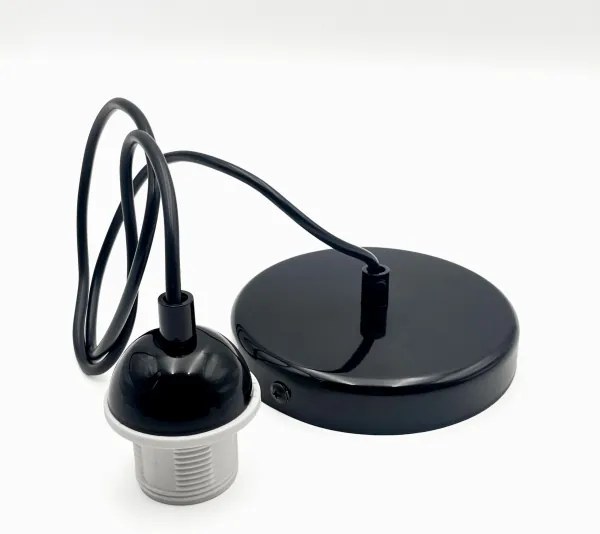 Lustră pe cablu HARMA 1xE27/15W/230V d. 14 cm alb/negru