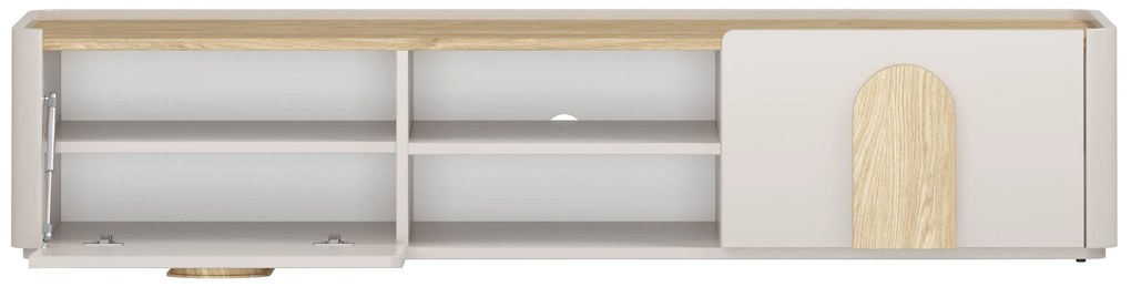 Comodă TV cu sertar Amilio 170 cm - cașmir / stejar uleiat / mânere stejar deschis
