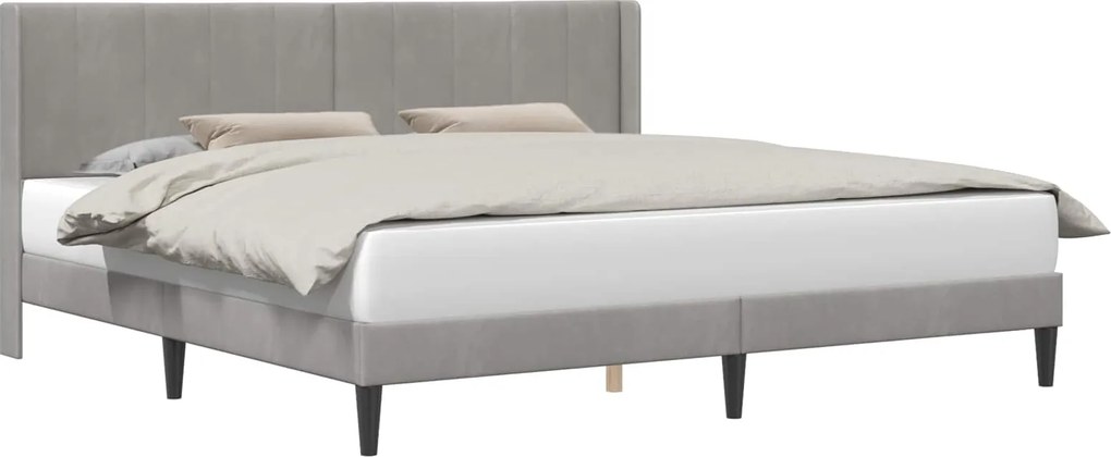 vidaXL Cadru de pat cu headboard Gri deschis 200 x 200 cm Catifea