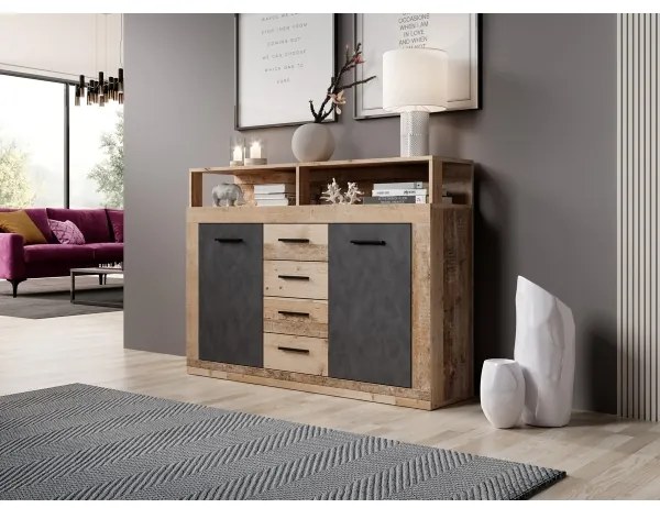 Comodă RUNA, maro deschis/antracit