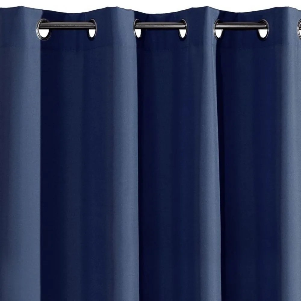 Draperii decorative albastru închis cu sistem de prindere cu inele 175 cm