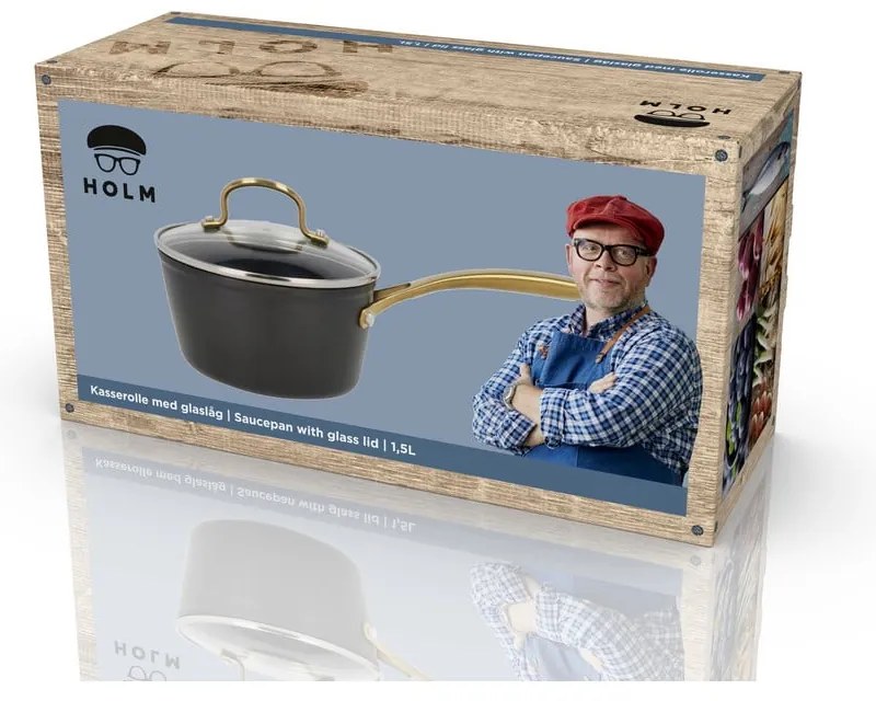 Tigaie cu capac/cu suprafață antiaderentă din aluminiu 1,5 l adecvată pentru plita cu inducție – Holm