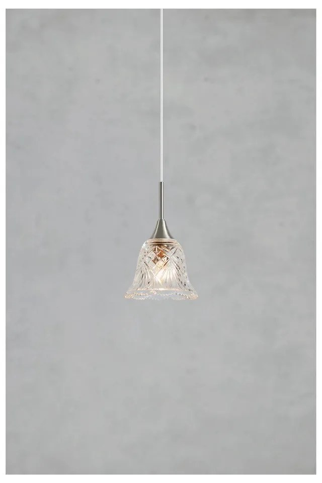 Lustră argintie cu abajur din sticlă ø 13,5 cm Luna – Markslöjd