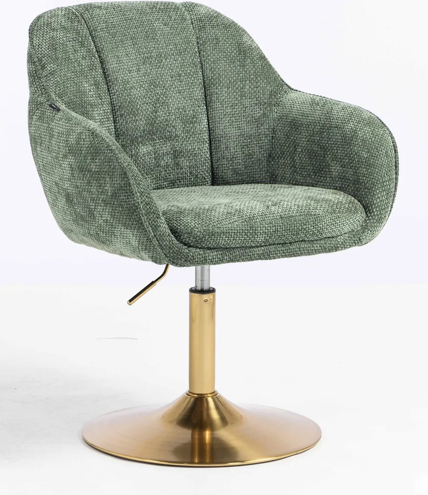 HR2055N Scaun Verde Salvie Grid Premium cu Bază Aurie