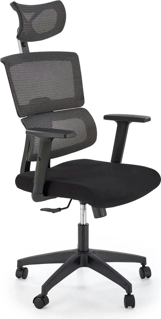Scaun birou PABLO, negru/gri, stofa/plasa, 64x67x118/127 cm