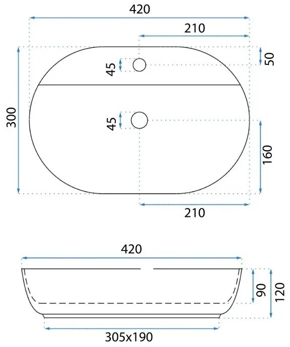 Lavoar pentru blat REA Aura 42