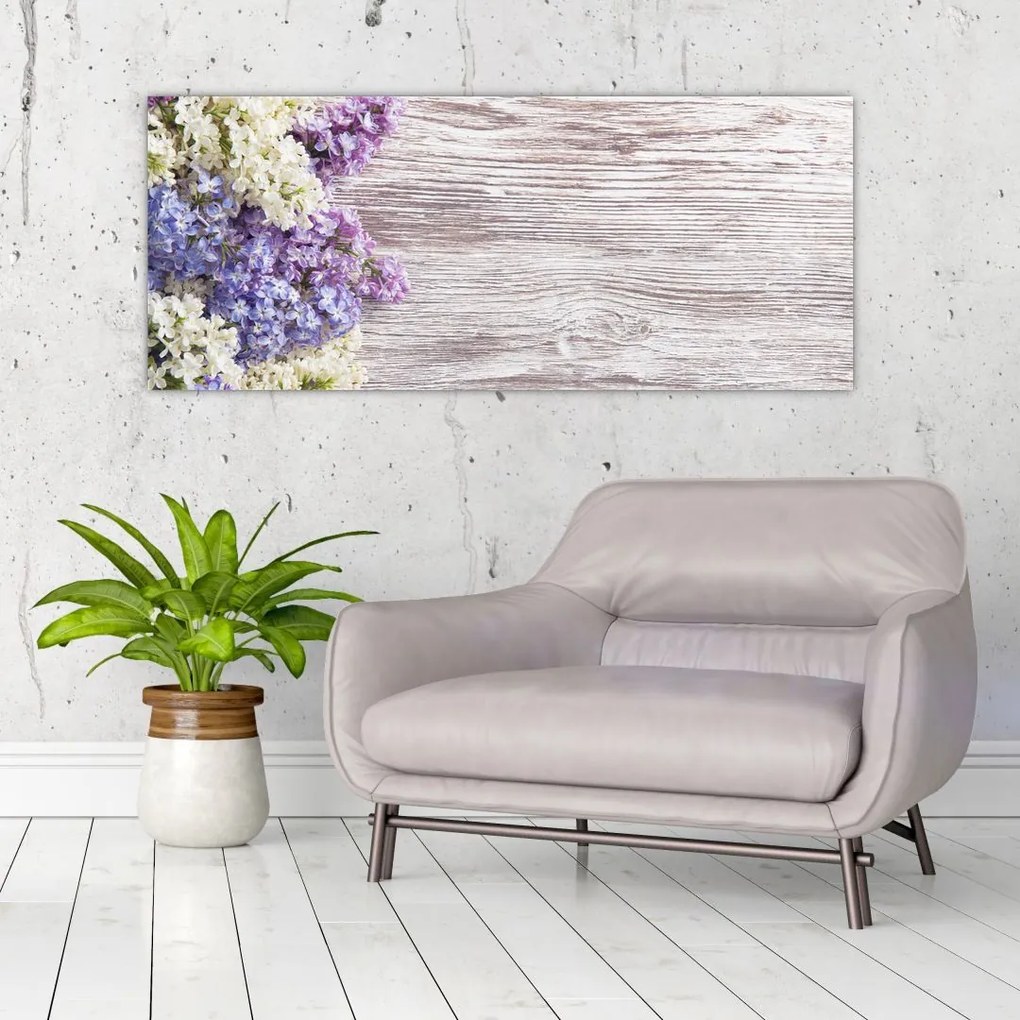 Tablou - Liliac pe lemn (120x50 cm)