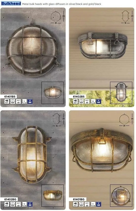 Aplica de perete sau tavan design industrial IP44 Bulkhead Oval