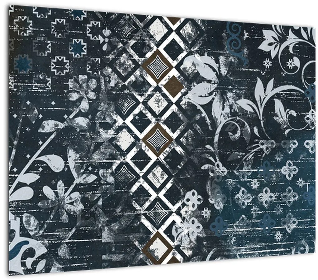 Tablou pe sticlă - Decorațiuni flori (70x50 cm)