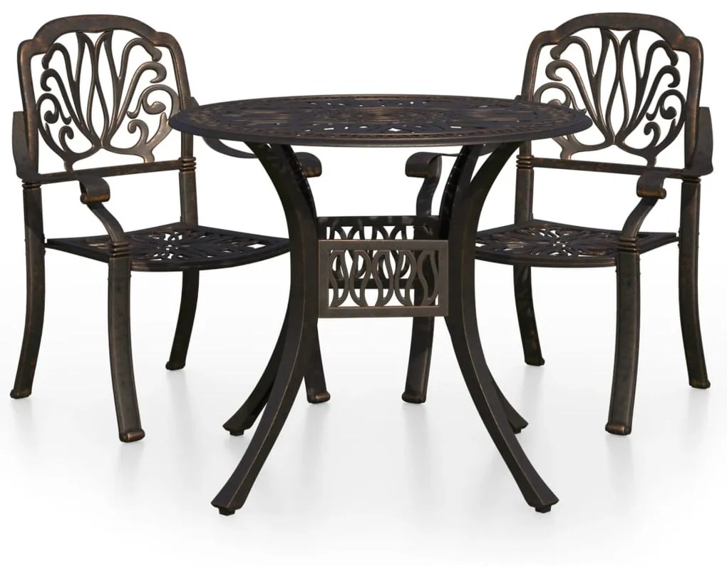 Set mobilier bistro, 3 piese, bronz, aluminiu turnat Bronz, 3