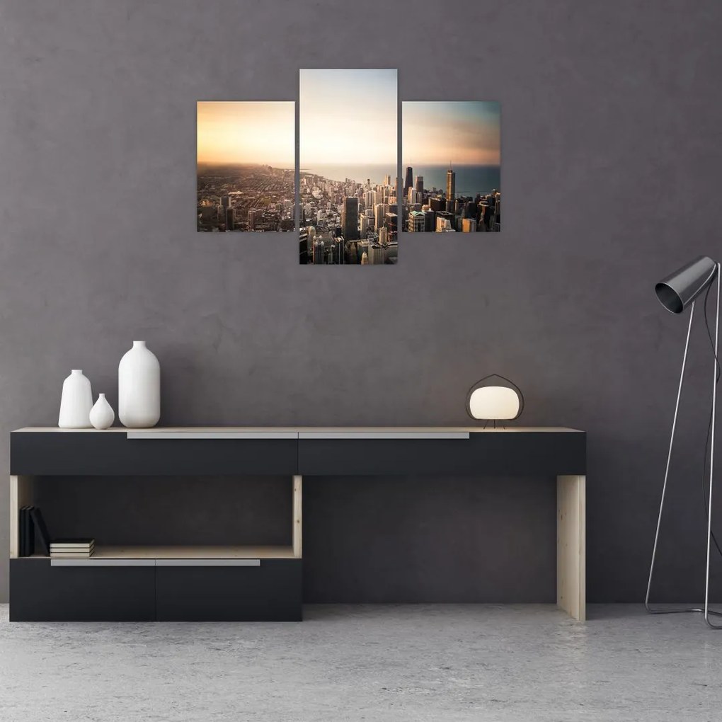 Tablou apusului de soare deasupa orașului (90x60 cm)