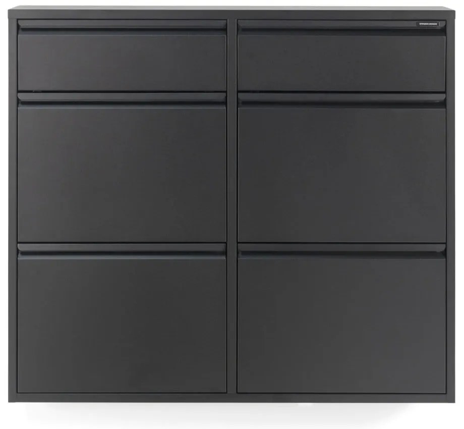 Pantofar negru cu deschidere înclinată din metal 98x86x15 cm Billy – Spinder Design