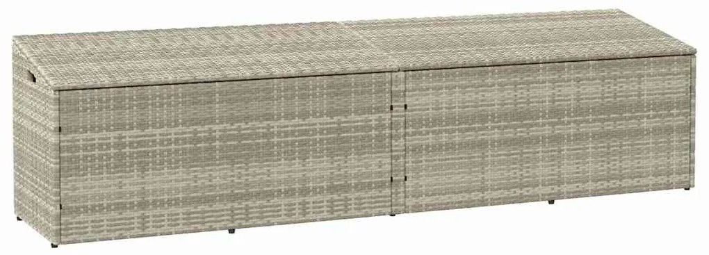 vidaXL Cutie de depozitare grădină gri deschis 220x50x58 cm Poly Ratan