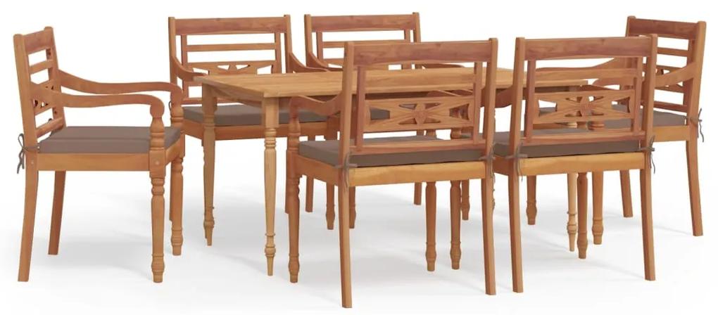 3100792 vidaXL Set mobilier de grădină cu perne, 7 piese, lemn masiv de tec
