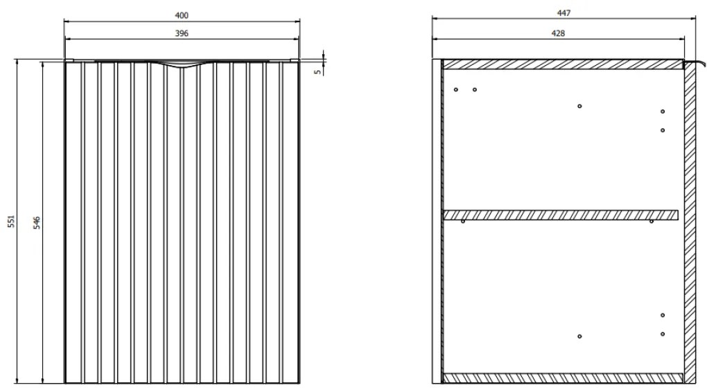 Set dulap baie suspendat 2 sertare si lavoar inclus 100 cm, dulap baie suspendat si dulap baie tip coloana, culoare fiord mat, MDF, Cersanit Tirso