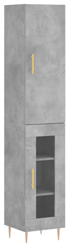 3199037 vidaXL Dulap înalt, gri beton, 34,5x34x180 cm, lemn prelucrat