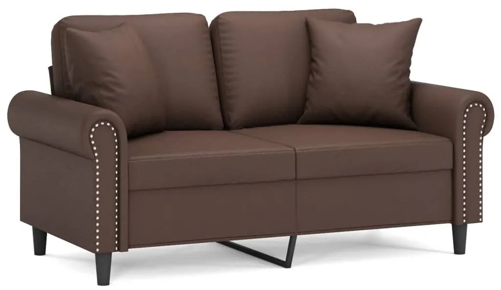 3153169 vidaXL Canapea cu 2 locuri, perne&pernuțe maro 120 cm piele ecologică