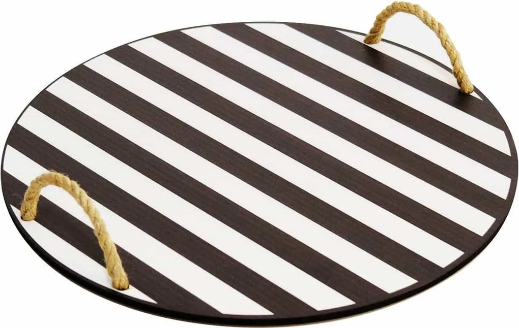 Tava PLT0238, negru/alb, lemn, 35x35 cm
