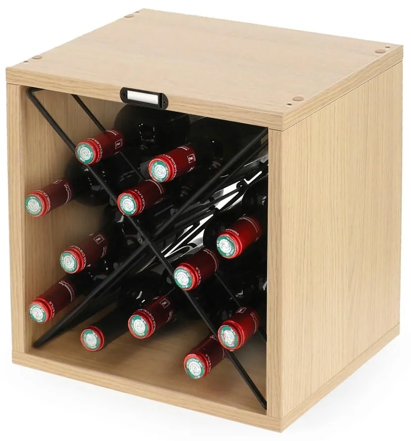 Raft pentru sticle de vin în culoare naturală cu aspect de lemn de frasin număr de sticle 12 36,5x36x29 cm Macon – Compactor
