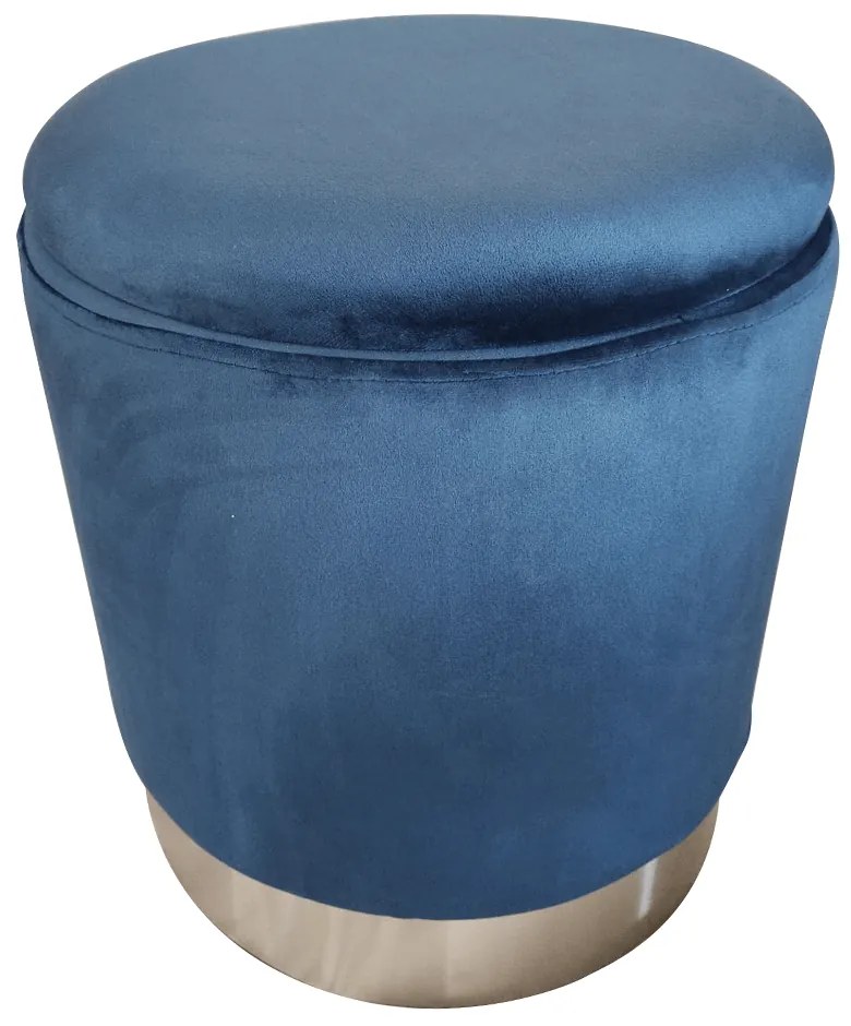 Taburet, catifea albastru Velvet/crom argintiu, DARON