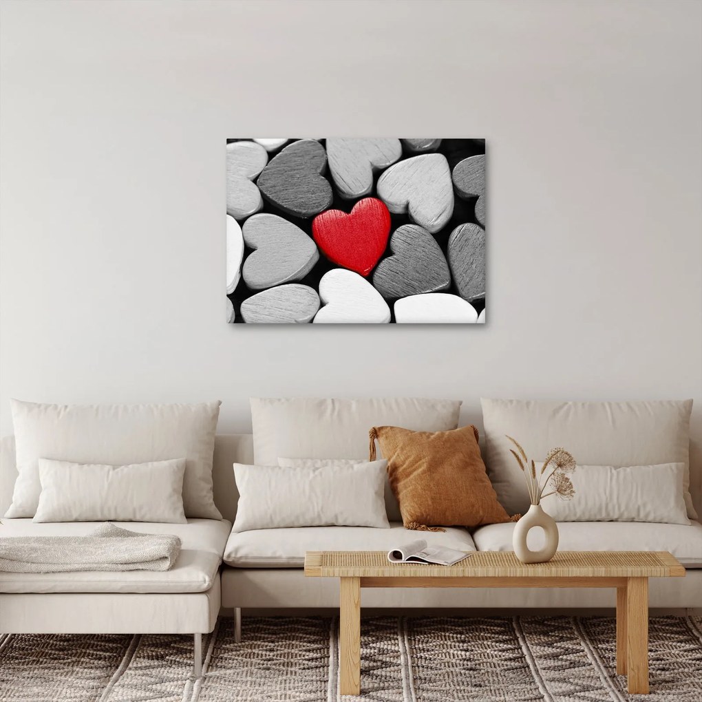 Tablou cu inimioare din lemn (70x50 cm)