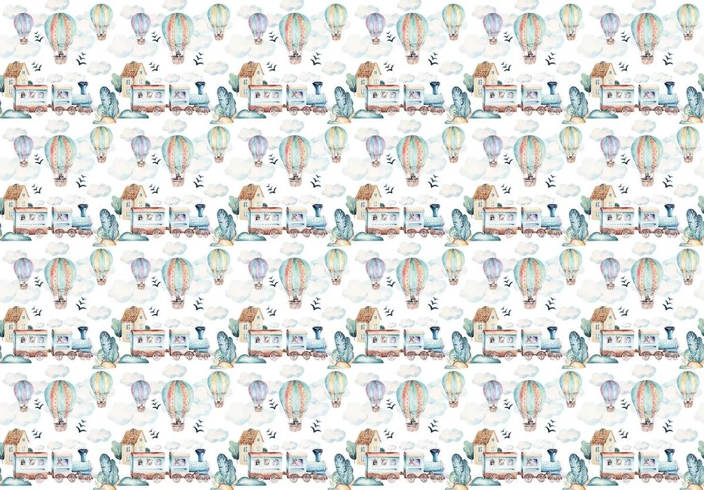 Fototapet - Choo -choo și baloane (152,5x104 cm)