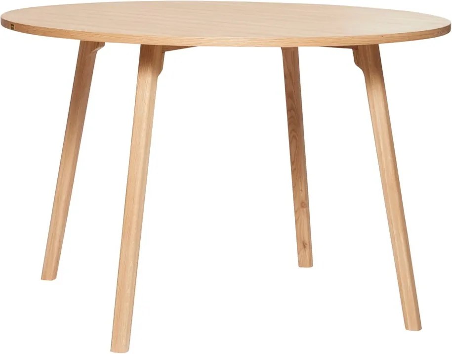 Masă de dining în culoare naturală rotundă cu aspect de lemn de stejar ø 115 cm Ground – Hübsch