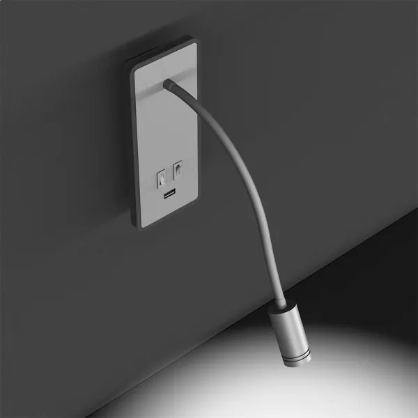 Veioză LED flexibilă de perete cu USB BASE 1xLED/8W+1xLED/2W/230V alb