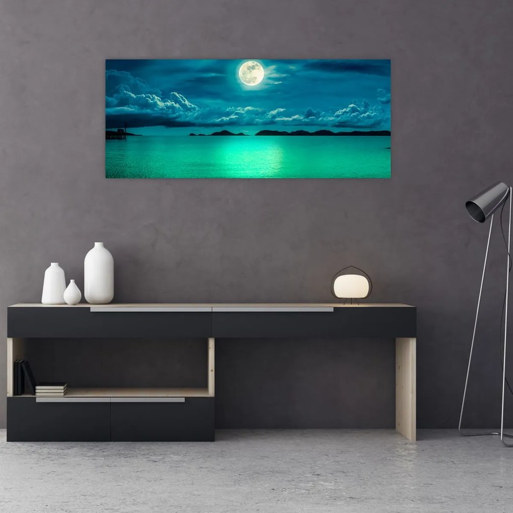 Tablou - Luna plină deasupra apei (120x50 cm)