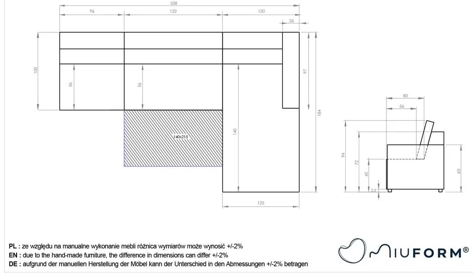 Colțar modular crem extensibil/cu spațiu de depozitare (cu colț pe partea dreaptă) Lulu – Miuform