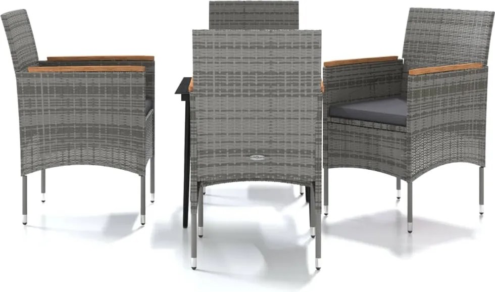 vidaXL Set de servit masa pentru grădină, 5 piese, gri și negru