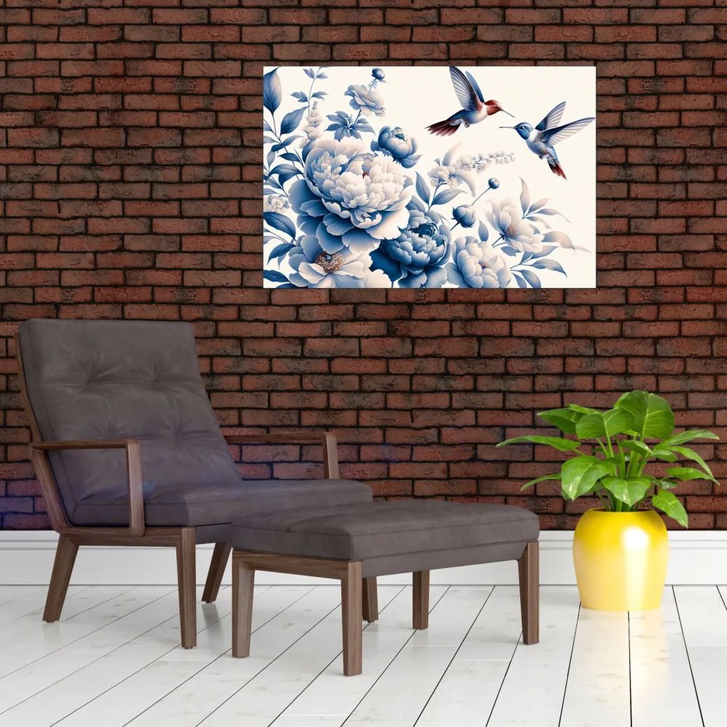 Tablou - Colibri deasupra florii (90x60 cm)