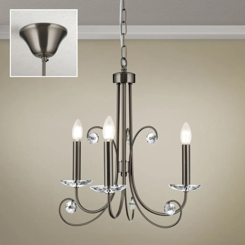 Candelabru stil clasic cu cristal K9 ARIANE 3L nickel inchis