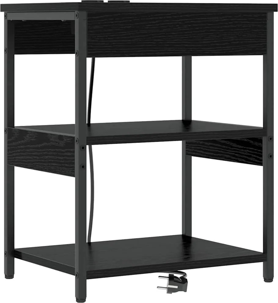 vidaXL Dulap de noapte Stejar Negru 41 x 31 x 51 cm Lemn compozit