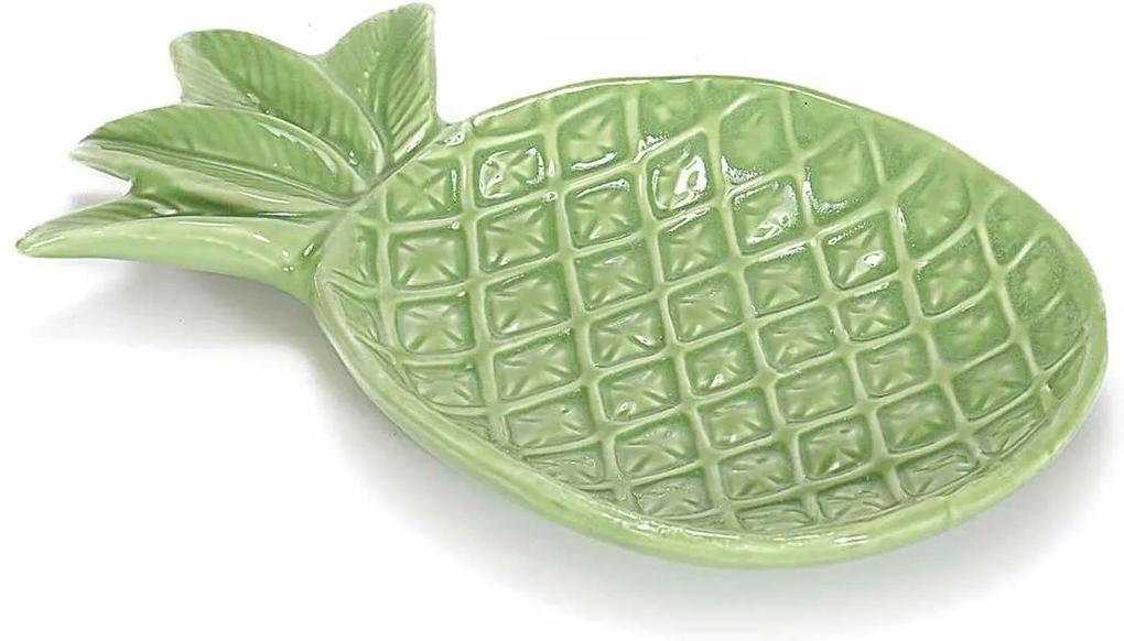 Platou  ceramica verde Pineapple verde  cm 11 x 18 cm