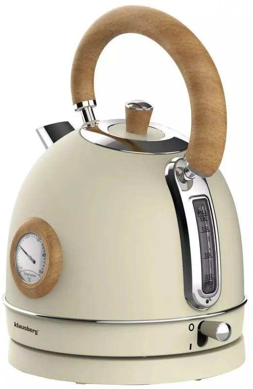 Ceanic cu termometru Klausberg KB 7906, 2200W, 1.8 l, Indicator nivel apa, Protectie supraincalzire, Crem