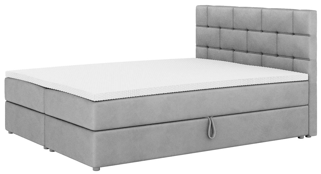 Pat matrimonial Boxspring 140x200 cm Waller Comfort (Gri) (cu somieră și saltea). 1056372