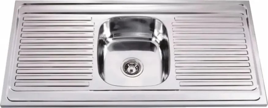 Chiuveta inox Inter Ceramic Alpaca cu o cuva si doua picuratoare finisaj inox lucios 120x60 cm