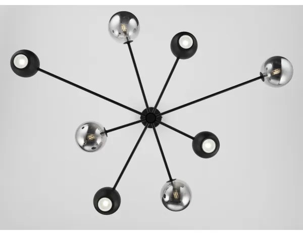 Lustră pe tijă Jupiter 1975 MOKA 4xGU10/10W/230V + 4xG9/10W/230V negru/crom