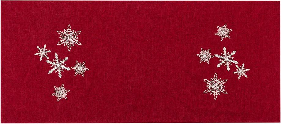 Faţă de masă de Crăciun Fulgi, roşu, 40 x 90 cm