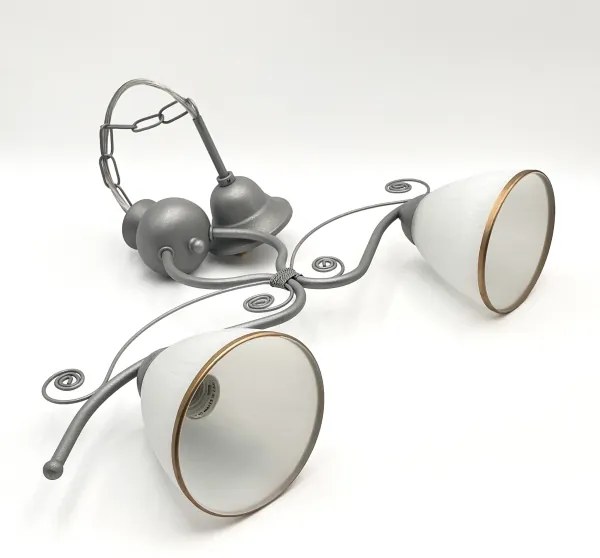 Lustră pe lanț RETRO 2xE27/60W/230V argintiu