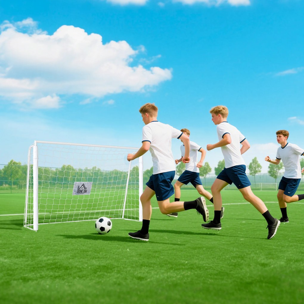 HOMCOM Poartă de Fotbal pentru Adulți și Copii de Grădină cu Țintă Centrală și Stâlpi, 186x62x123 cm, Alb | Aosom Romania