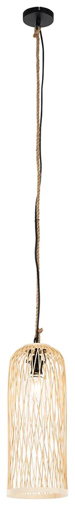 Lampă suspendată rustică pentru exterior din ratan 25 cm - Calamus