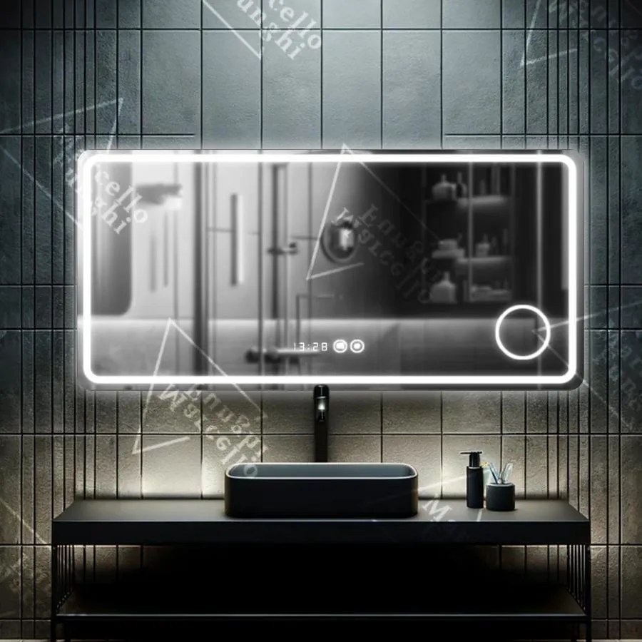 Oglindă LED Touch Elegantă, 90x60 cm, cu Sistem Dezaburire și Lupa Cosmetică, Model D010/90x60 - Rafinament și Precizie în Baia Ta