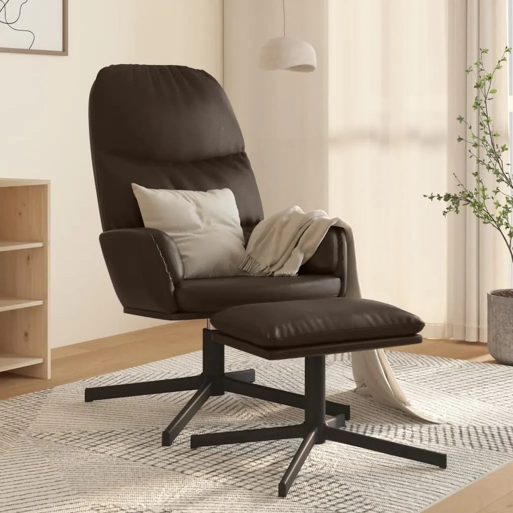 3097410 vidaXL Scaun de relaxare cu taburet, maro, piele ecologică